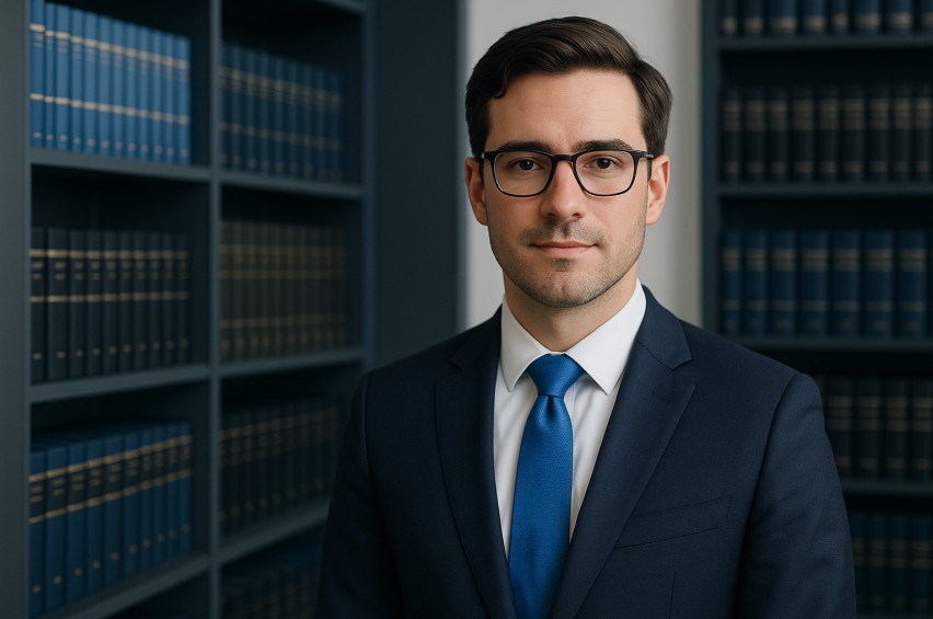 Yılmaz Law Office library and attorney portrait